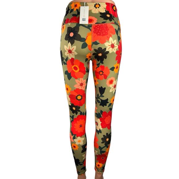 Tory Burch Sport Green Multicolor Floral Yoga Low Rise Athletic Leggings Size XS - Picture 3 of 7